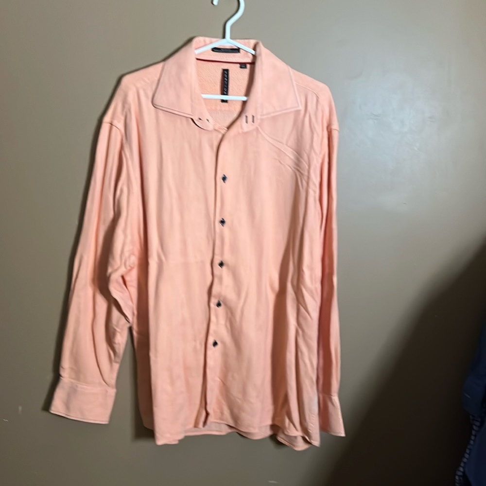 😄Vertical long sleeve dress shirt soft orange. L4